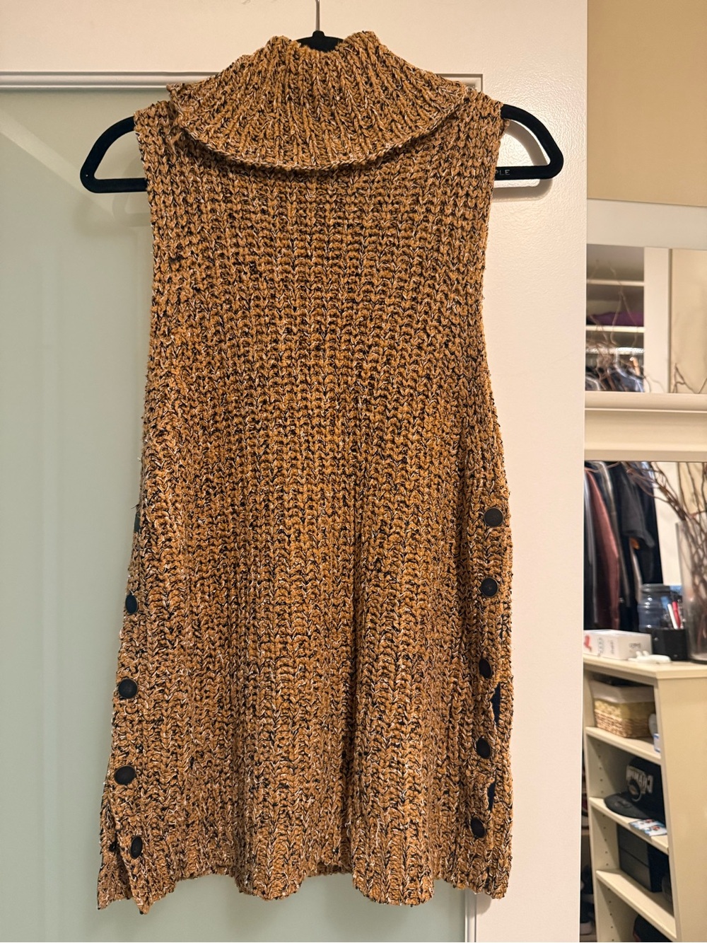 Free People Sleeveless Turtleneck Knit Tunic - Camel Brown